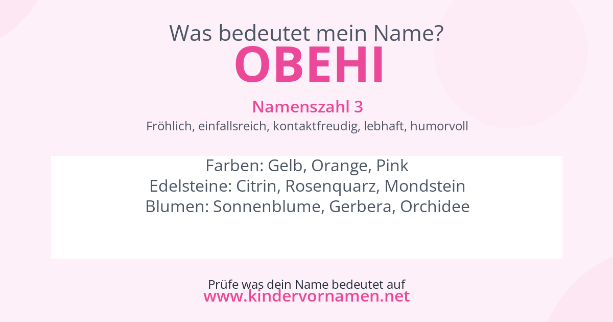 Was bedeutet der Name Obehi?
