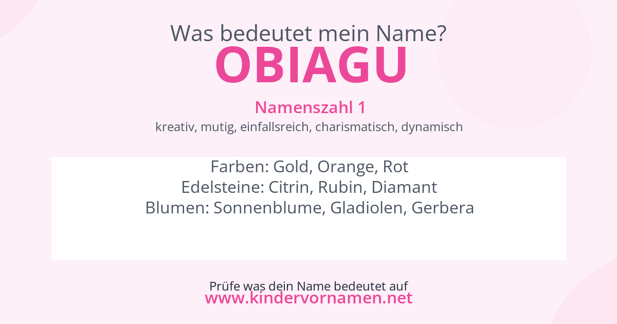 Was bedeutet der Name Obiagu?