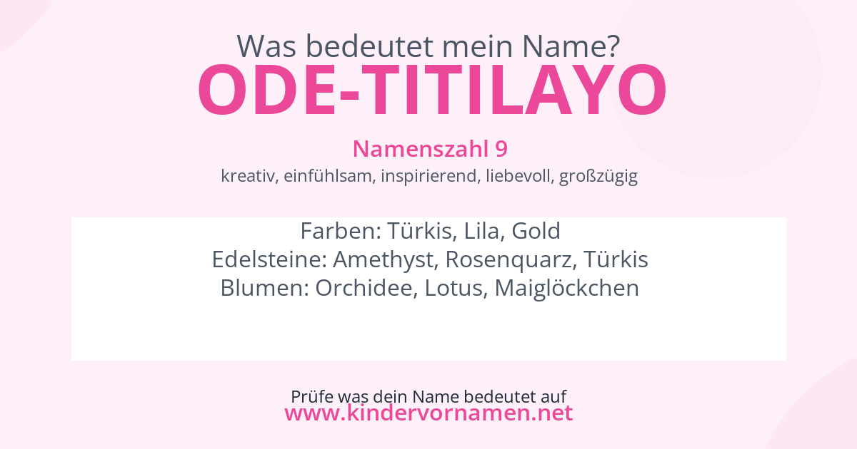 Was bedeutet der Name Ode-Titilayo?