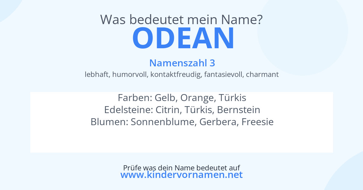 Was bedeutet der Name Odean?