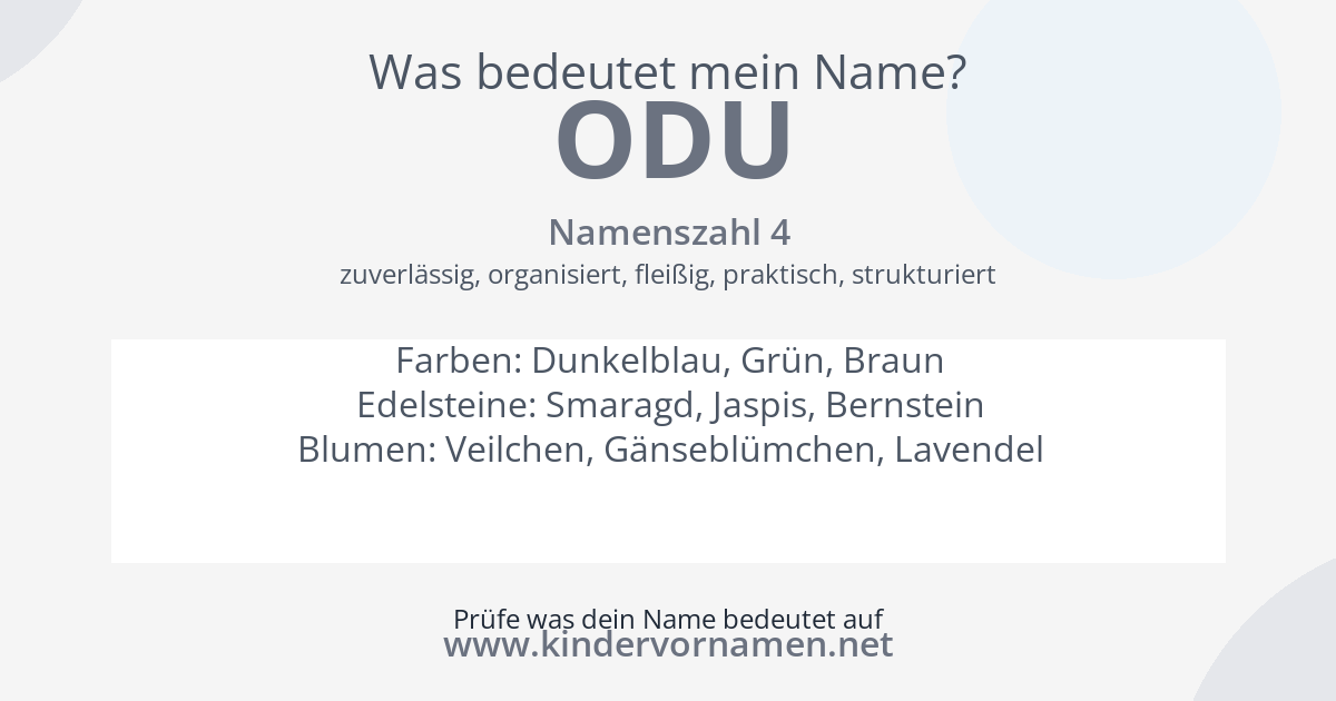 Was bedeutet der Name Odu?