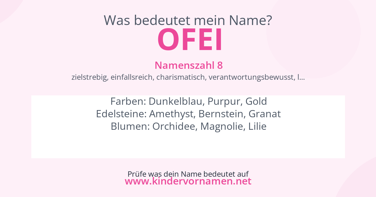 Was bedeutet der Name Ofei?