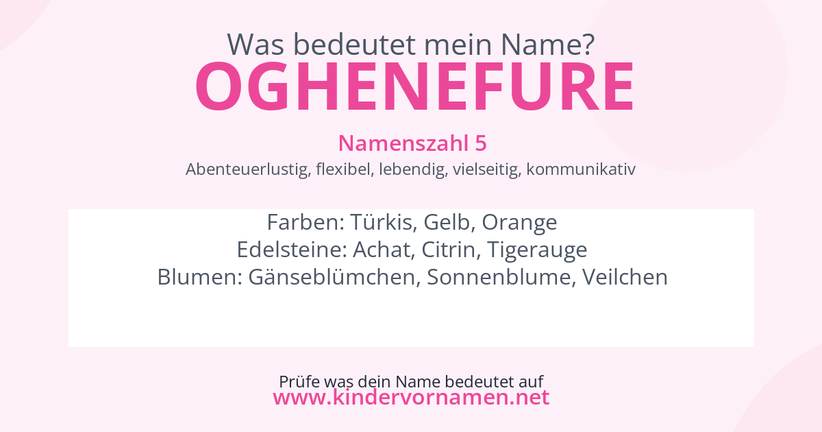Was bedeutet der Name Oghenefure?