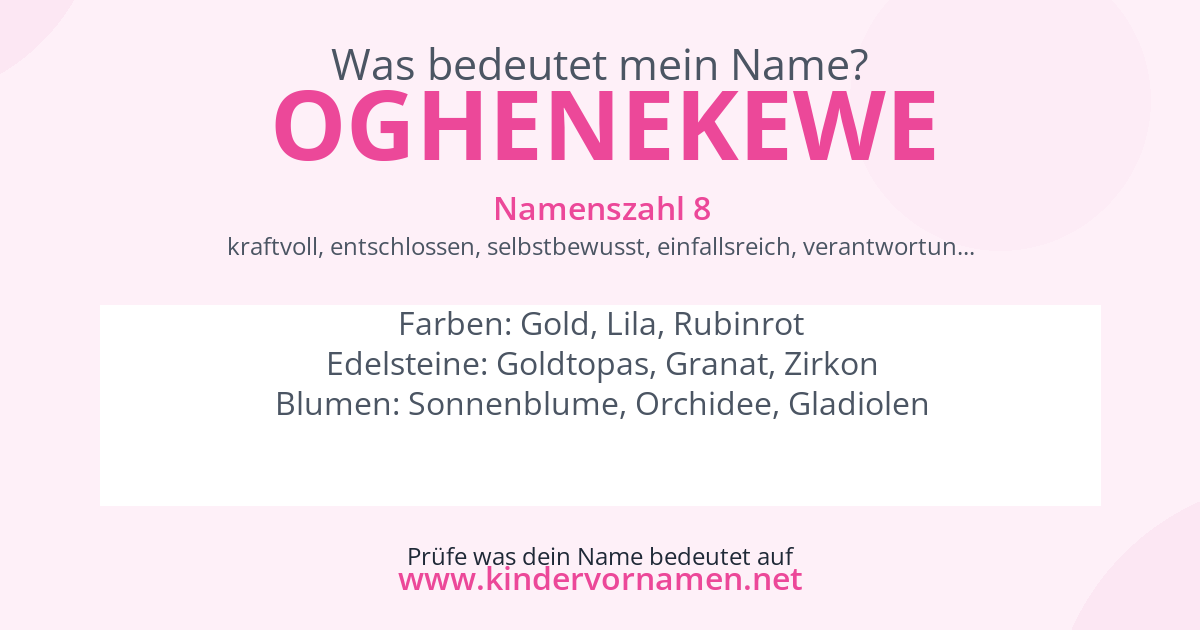 Was bedeutet der Name Oghenekewe?