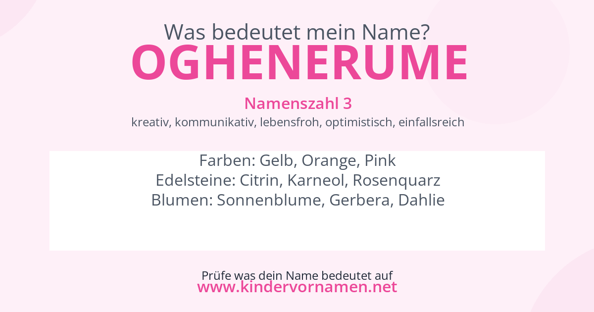 Was bedeutet der Name Oghenerume?