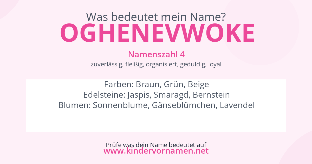 Was bedeutet der Name Oghenevwoke?