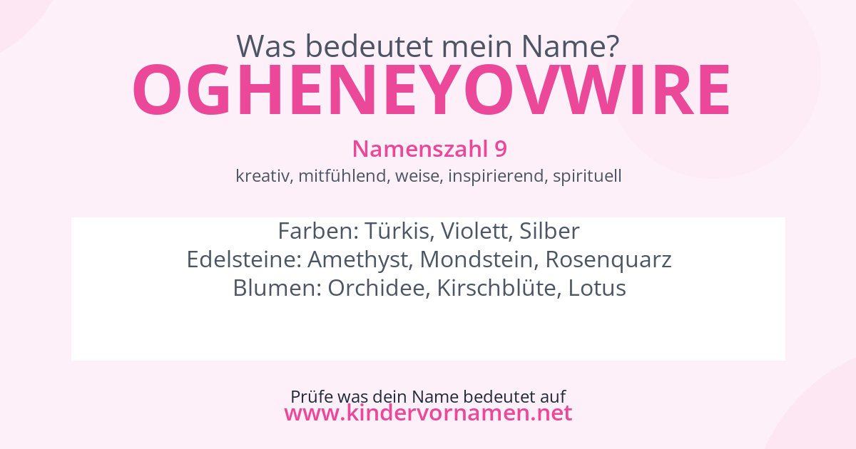 Was bedeutet der Name Ogheneyovwire?