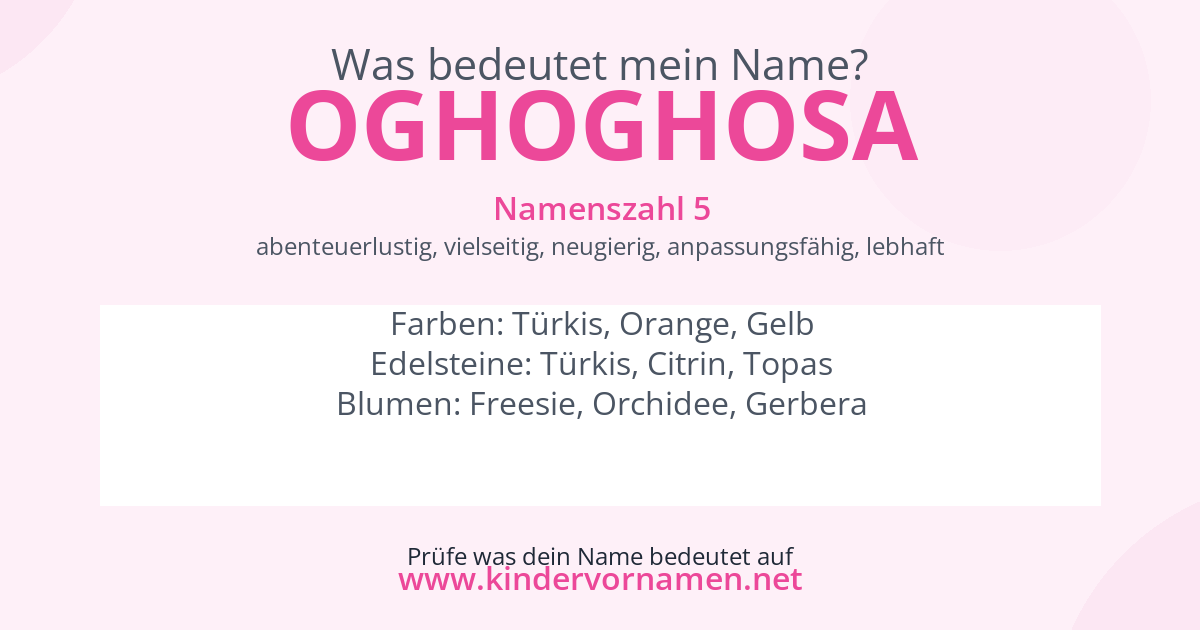 Was bedeutet der Name Oghoghosa?