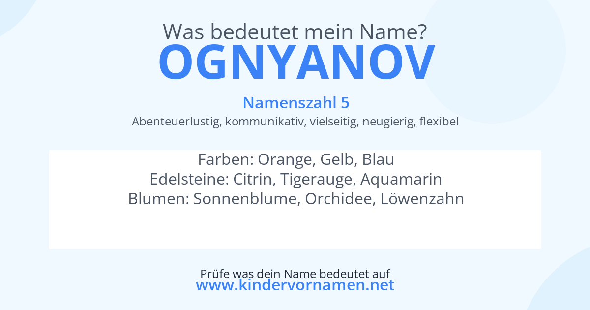 Was bedeutet der Name Ognyanov?