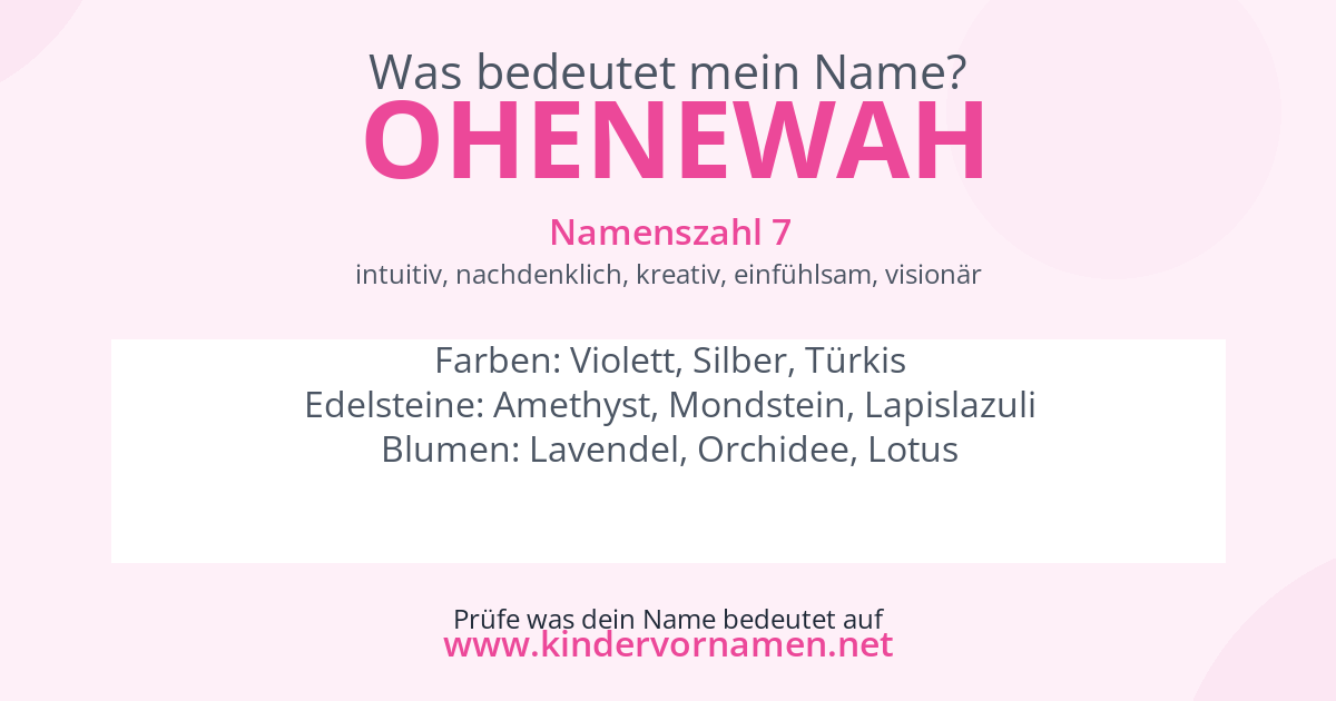 Was bedeutet der Name Ohenewah?