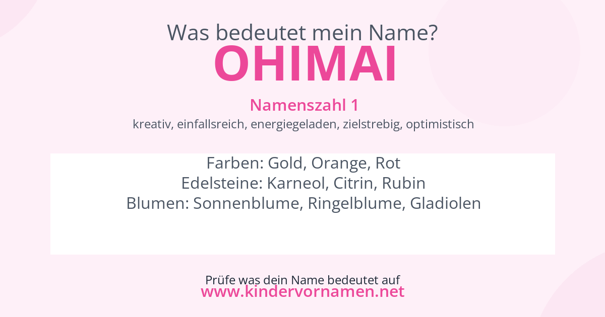 Was bedeutet der Name Ohimai?