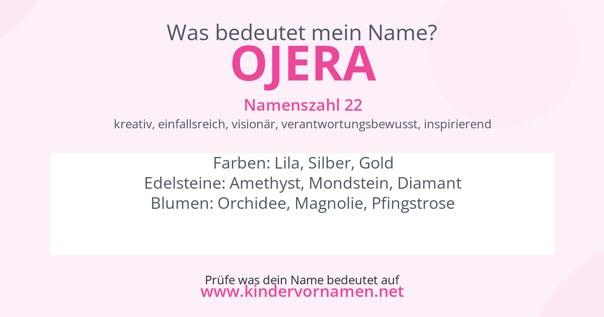 Was bedeutet der Name Ojera?