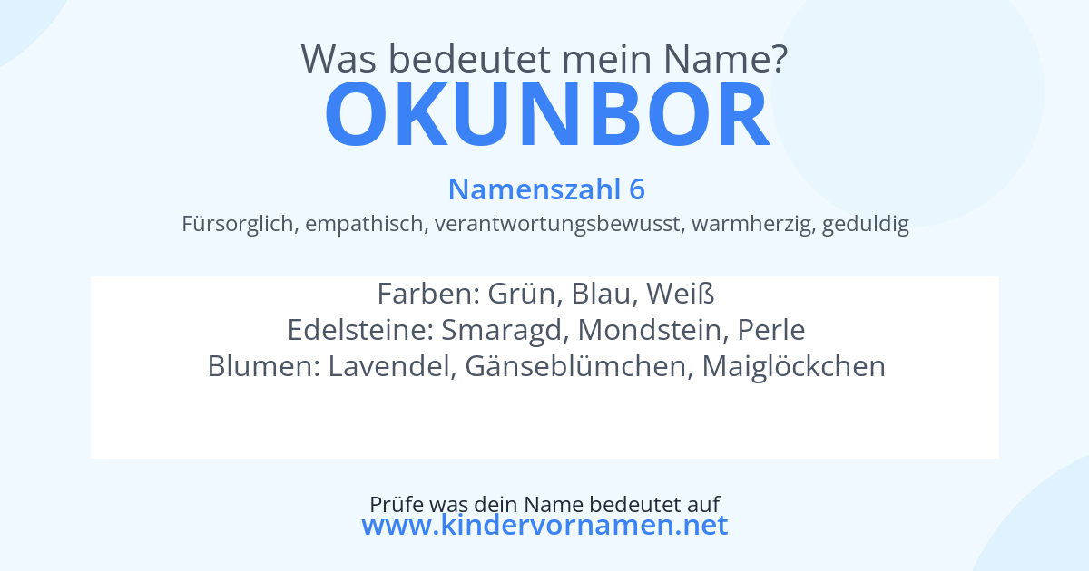 Was bedeutet der Name Okunbor?