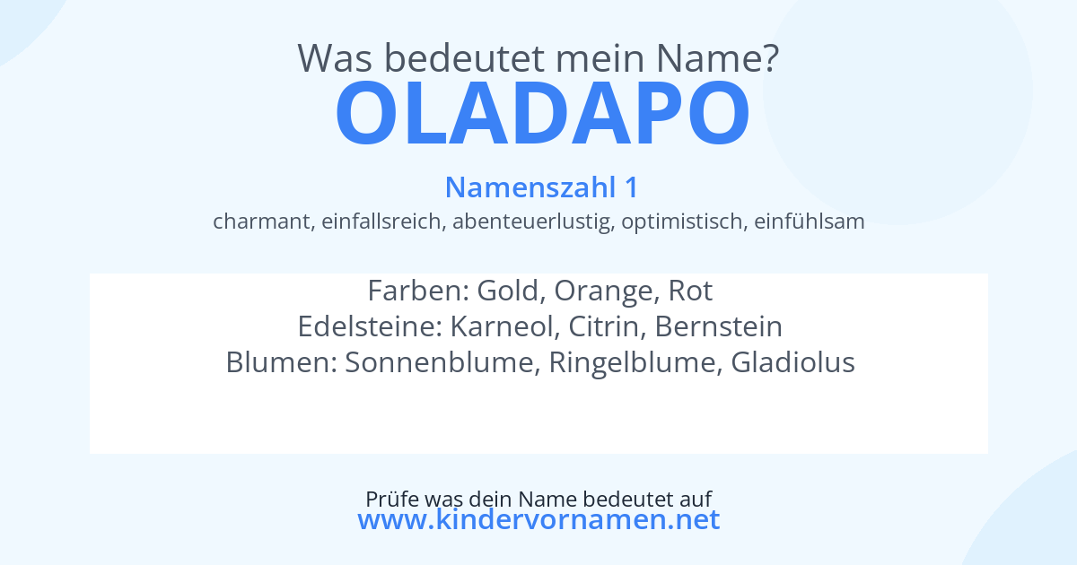 Was bedeutet der Name Oladapo?