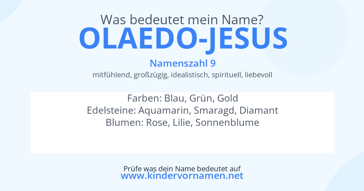 Was bedeutet der Name Olaedo-Jesus?