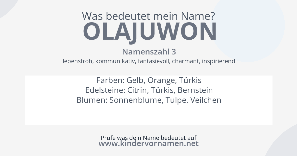 Was bedeutet der Name Olajuwon?