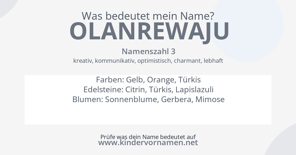 Was bedeutet der Name Olanrewaju?