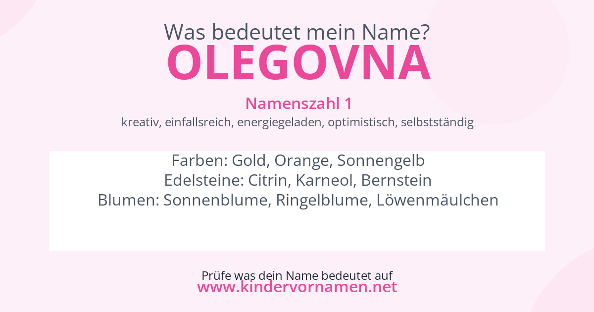 Was bedeutet der Name Olegovna?