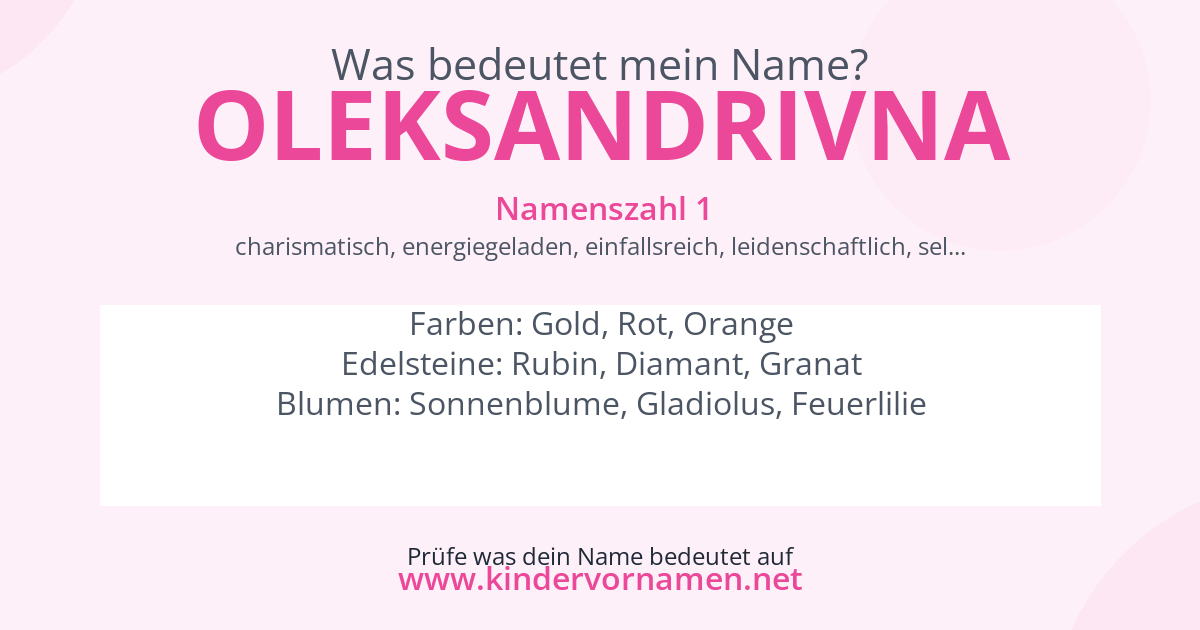 Was bedeutet der Name Oleksandrivna?