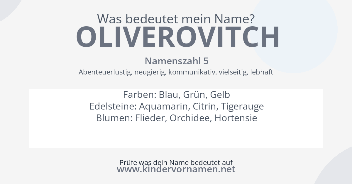 Was bedeutet der Name Oliverovitch?