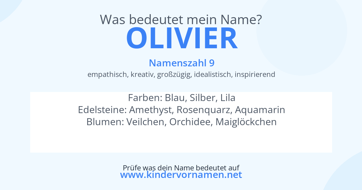 Was bedeutet der Name Olivier?