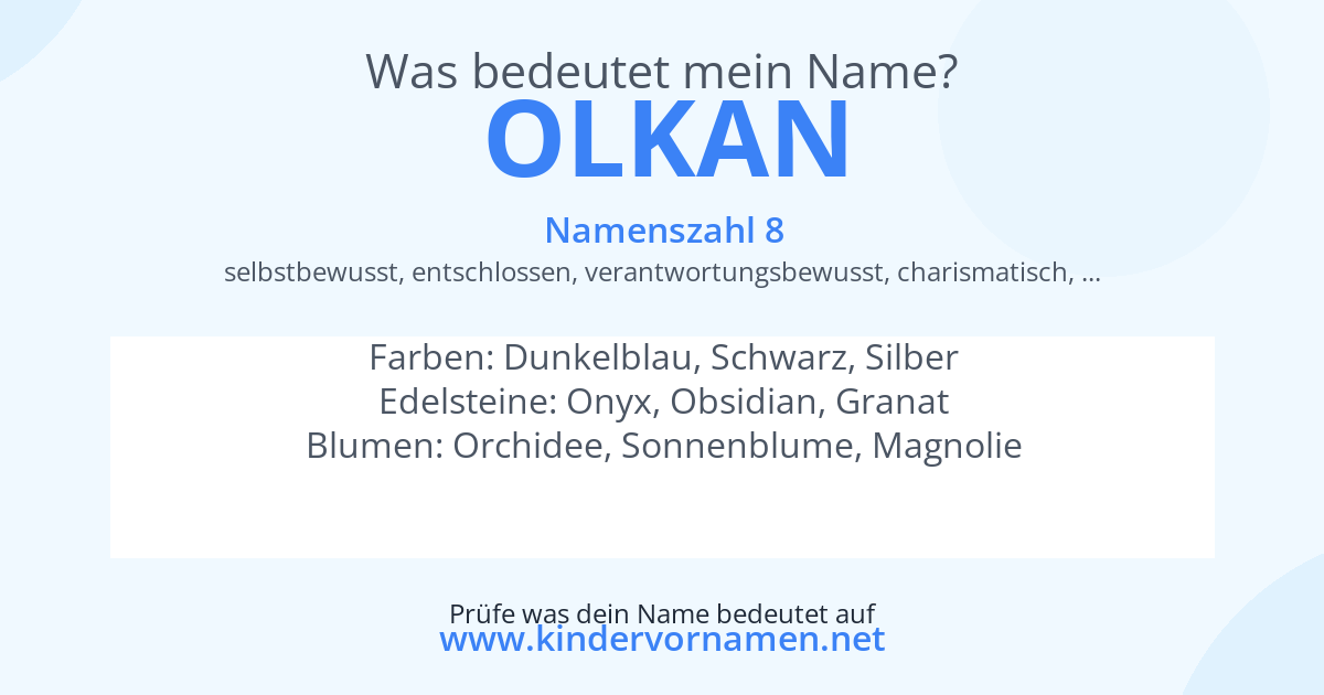 Was bedeutet der Name Olkan?