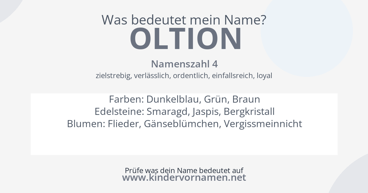 Was bedeutet der Name Oltion?