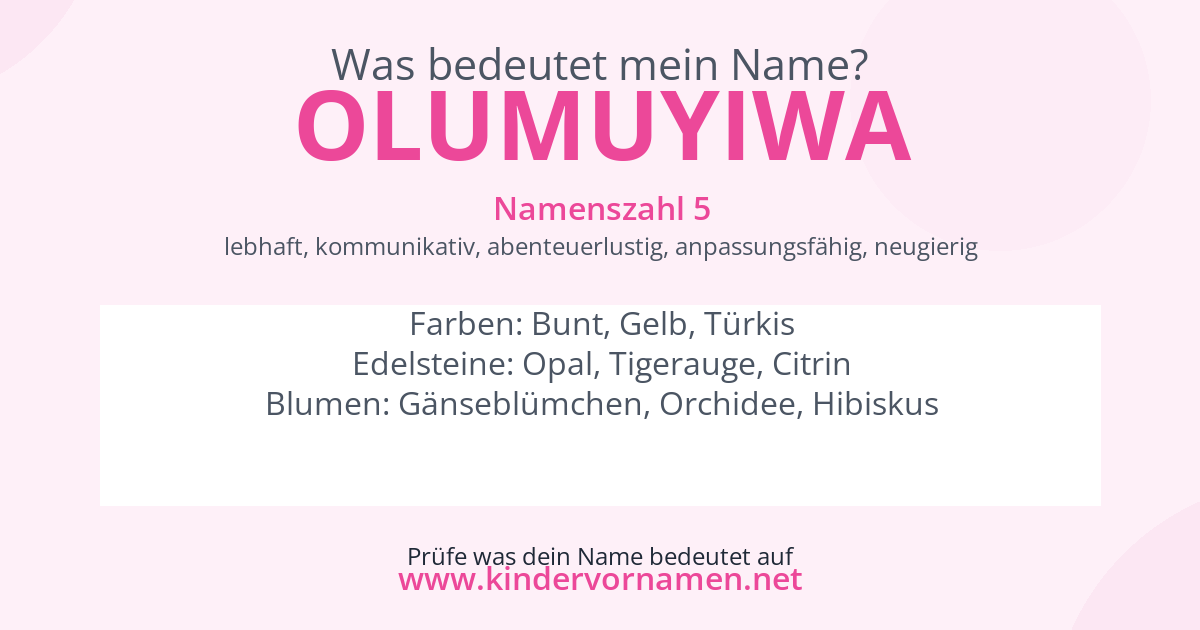 Was bedeutet der Name Olumuyiwa?