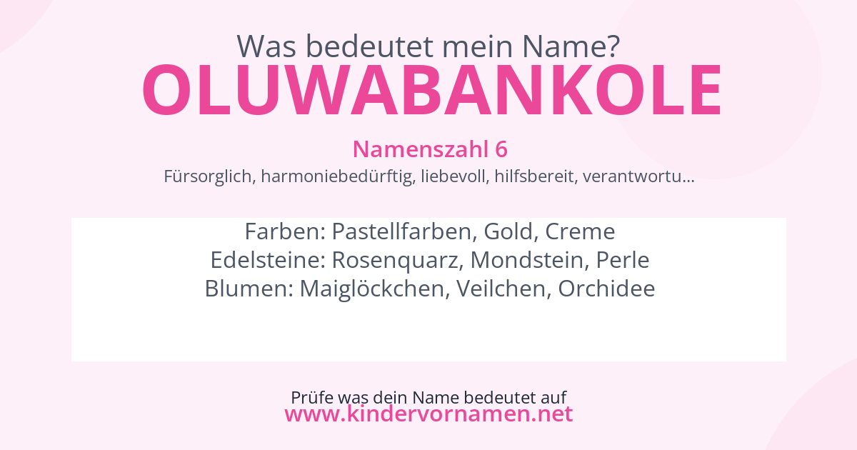 Was bedeutet der Name Oluwabankole?