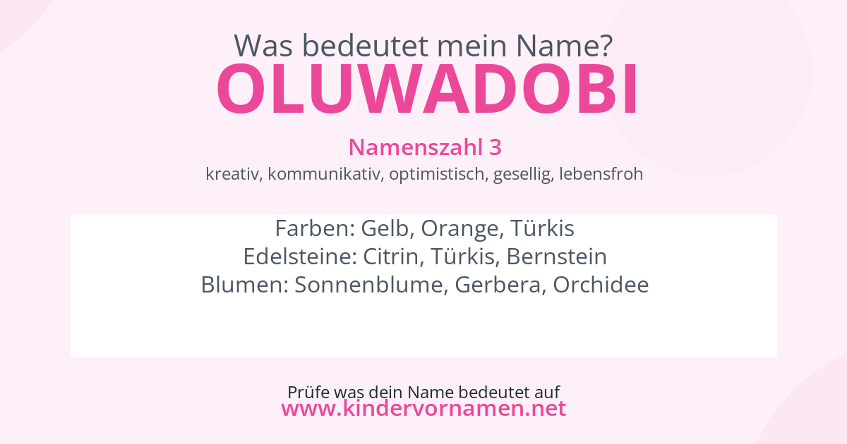Was bedeutet der Name Oluwadobi?