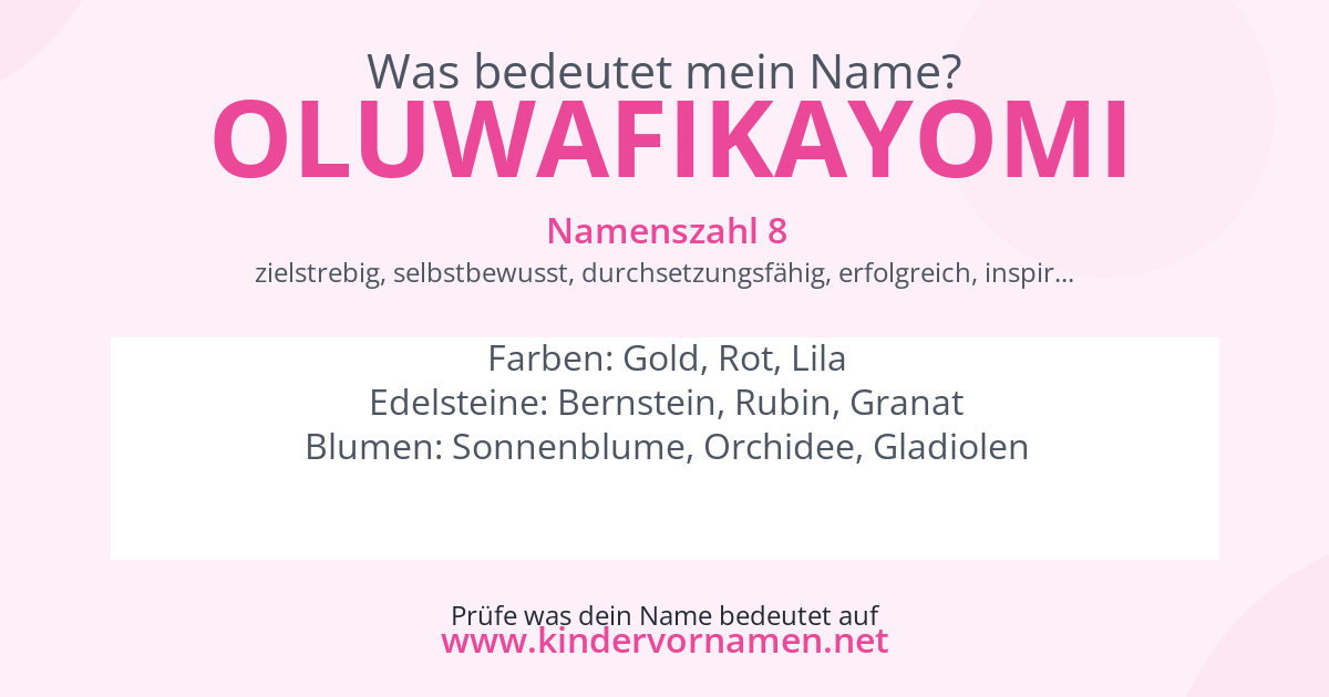 Was bedeutet der Name Oluwafikayomi?