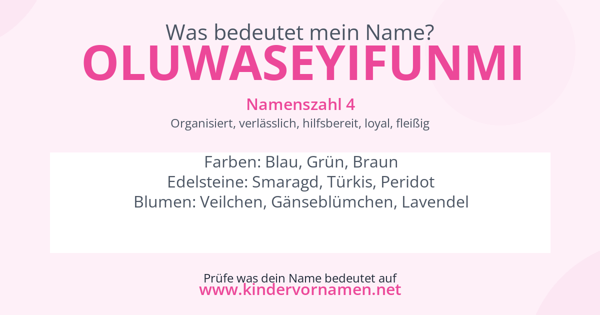 Was bedeutet der Name Oluwaseyifunmi?