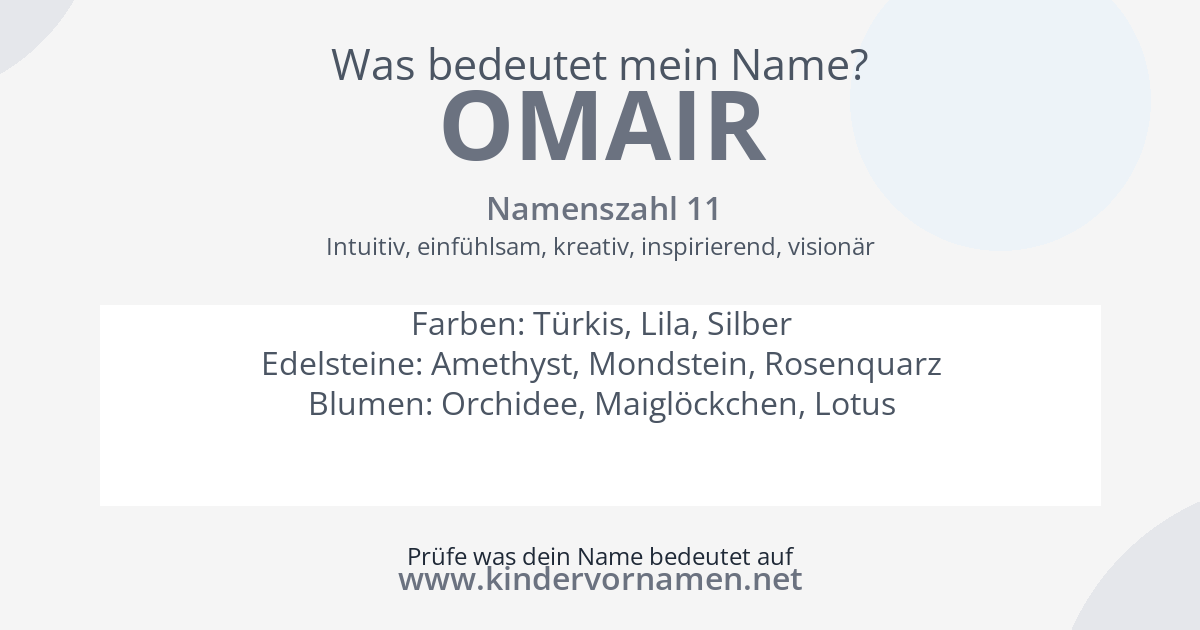 Was bedeutet der Name Omair?