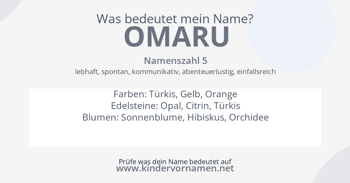 Was bedeutet der Name Omaru?
