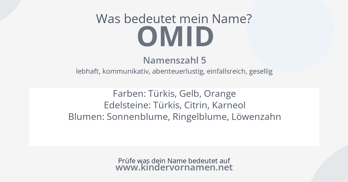 Was bedeutet der Name Omid?