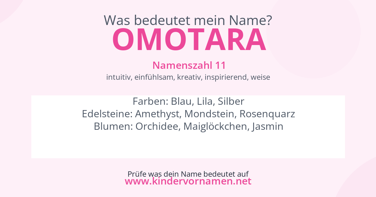 Was bedeutet der Name Omotara?
