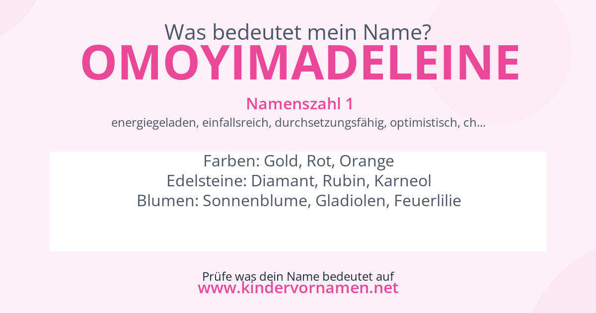 Was bedeutet der Name Omoyimadeleine?