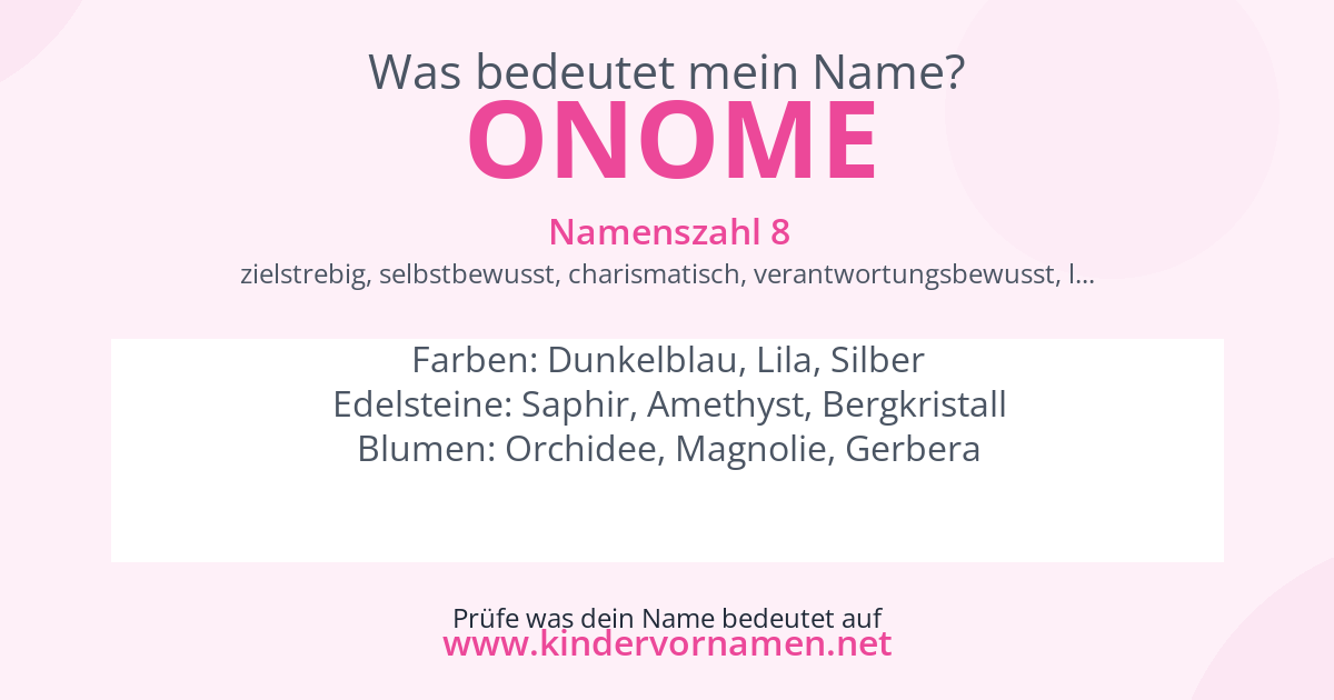 Was bedeutet der Name Onome?