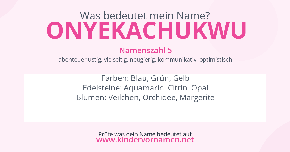 Was bedeutet der Name Onyekachukwu?
