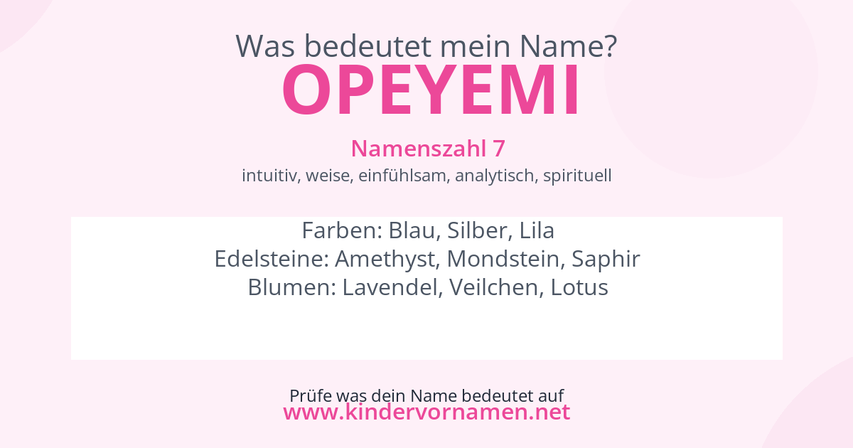 Was bedeutet der Name Opeyemi?