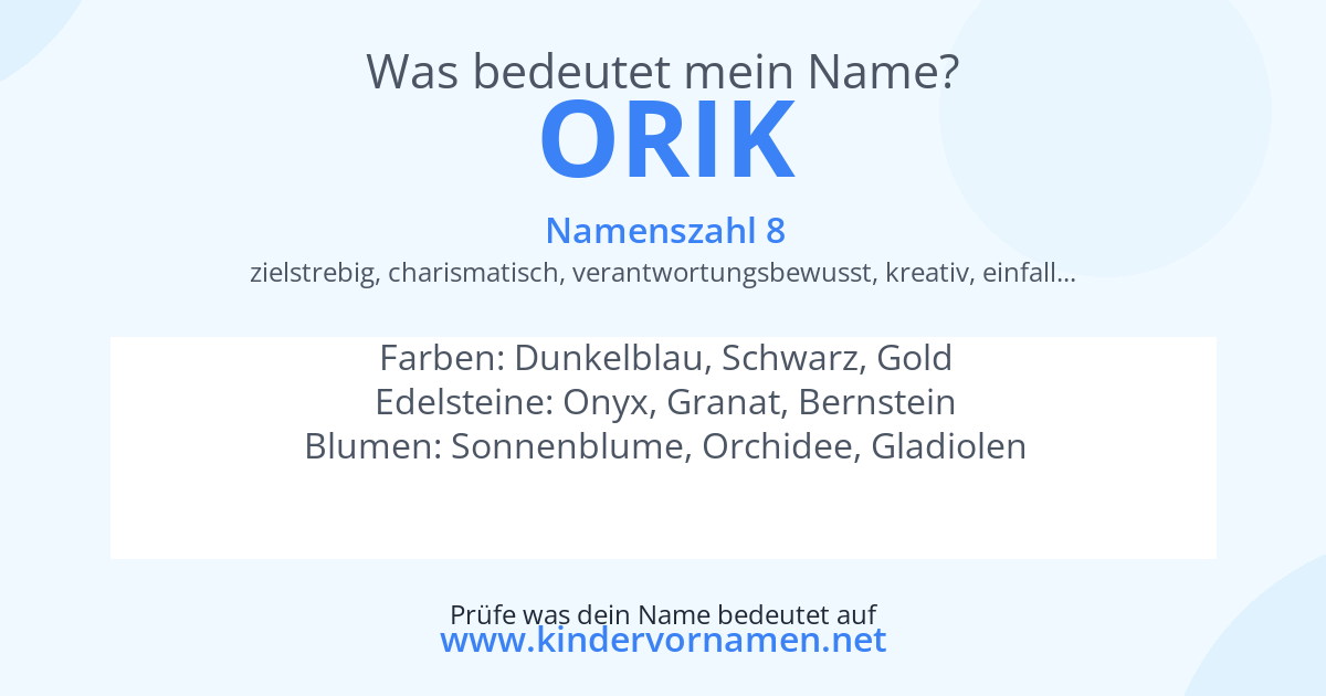 Was bedeutet der Name Orik?