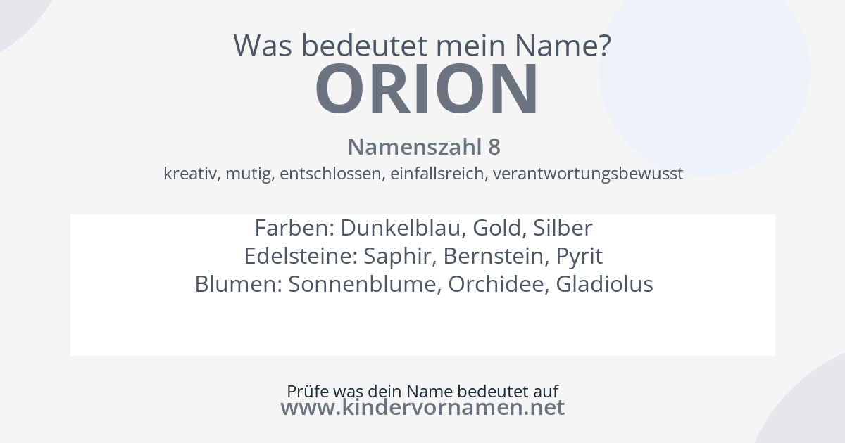 Was bedeutet der Name Orion?
