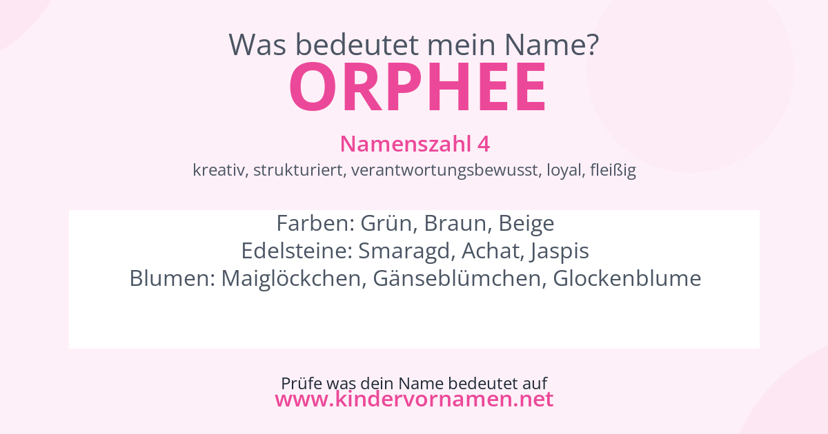 Was bedeutet der Name Orphee?