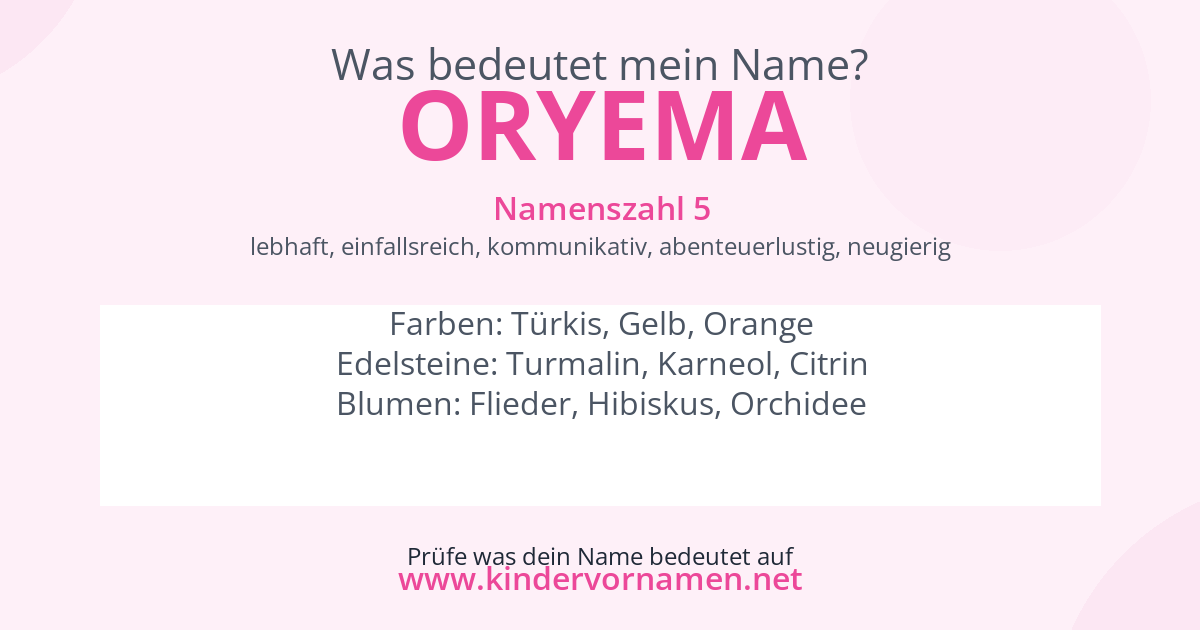 Was bedeutet der Name Oryema?