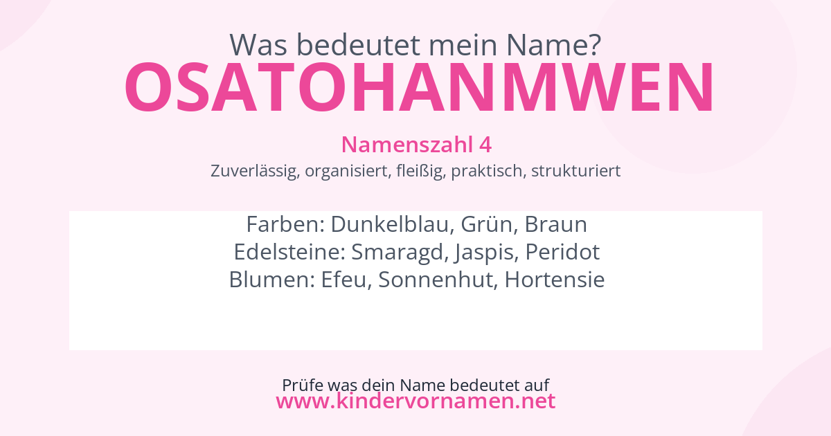Was bedeutet der Name Osatohanmwen?