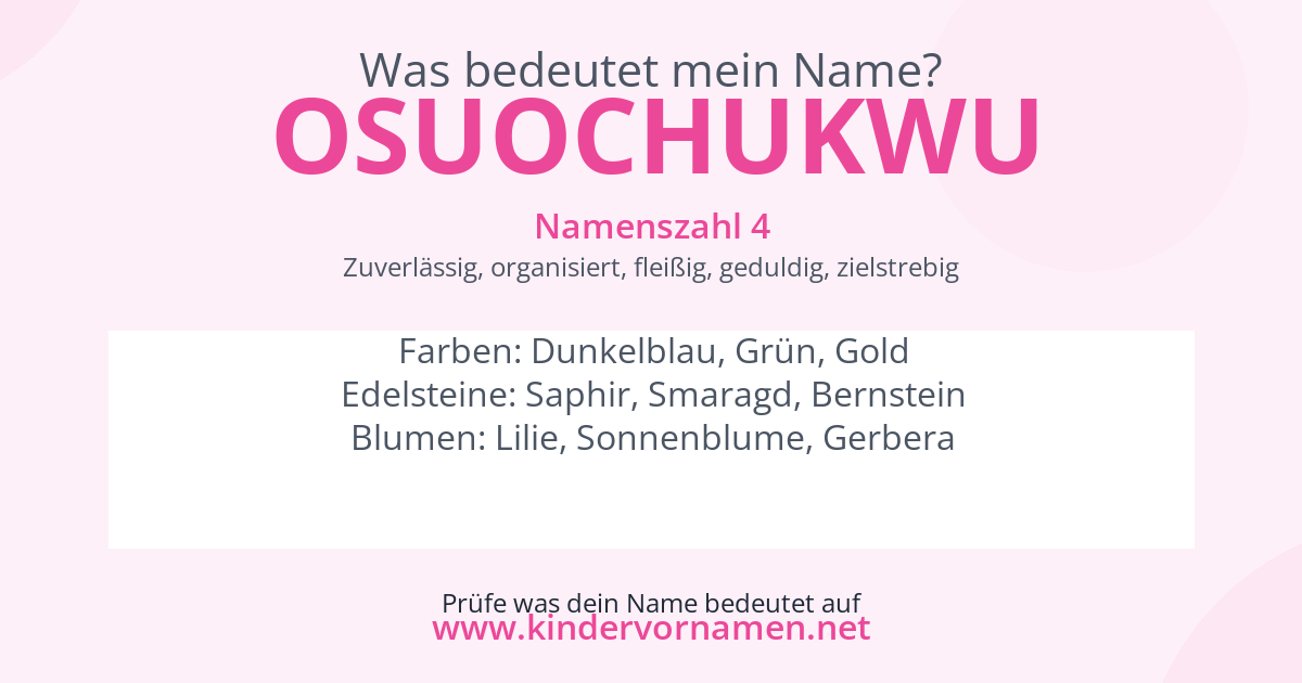 Was bedeutet der Name Osuochukwu?