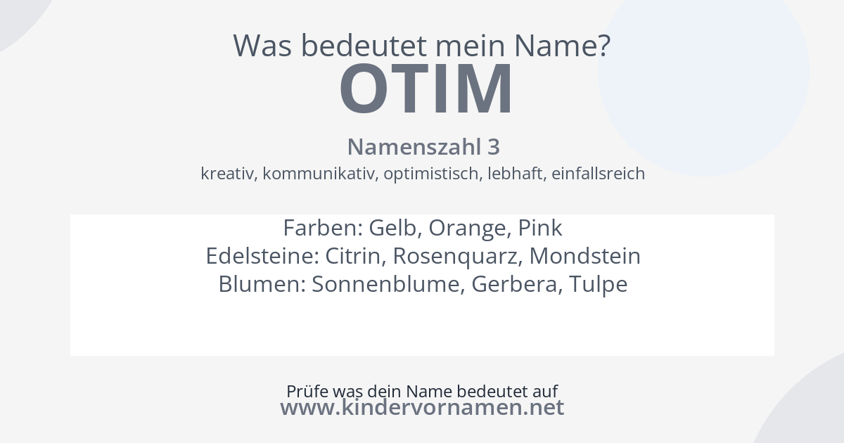 Was bedeutet der Name Otim?