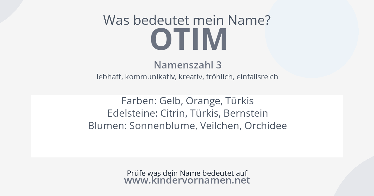 Was bedeutet der Name Otim?