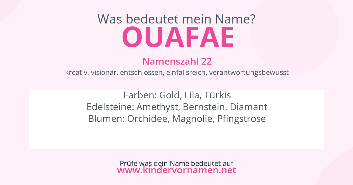 Was bedeutet der Name Ouafae?