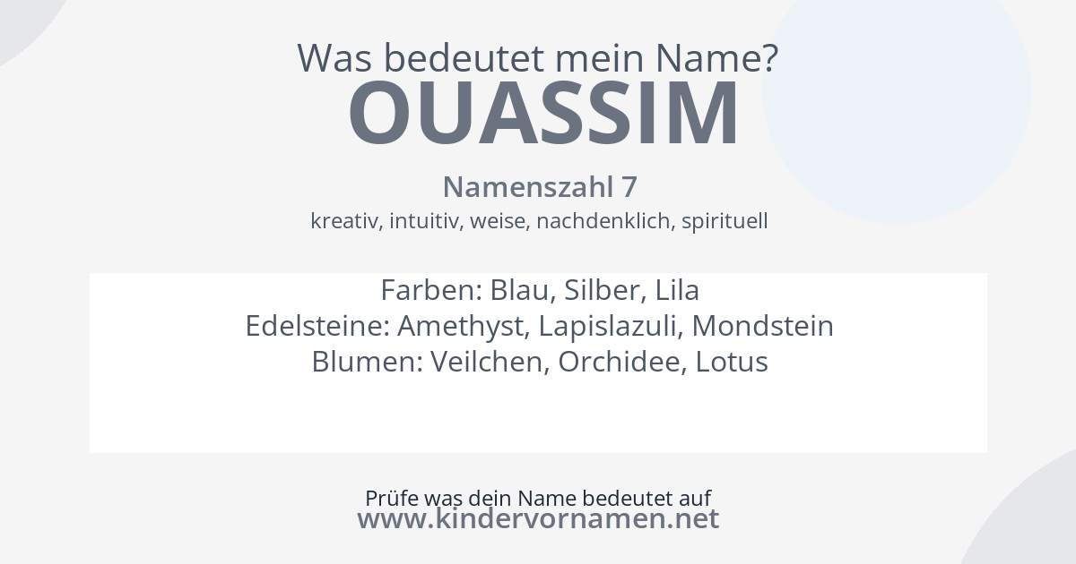 Was bedeutet der Name Ouassim?